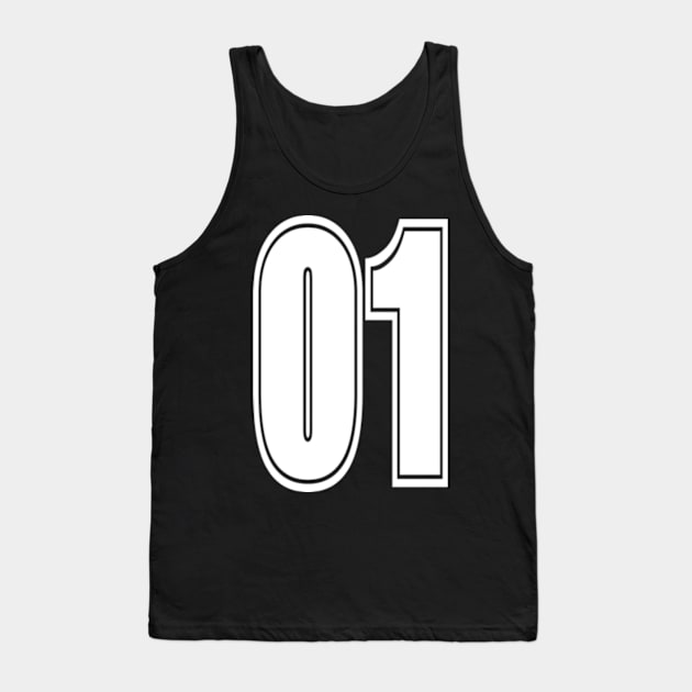 Varsity Sports Team Jersey Shirt Number 01 White Tank Top by RuftupDesigns